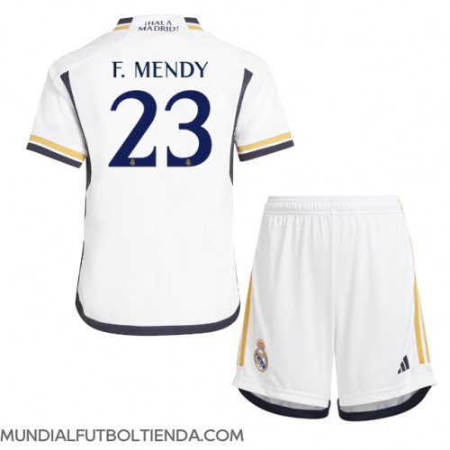 Camiseta Real Madrid Ferland Mendy #23 Primera Equipación Replica 2023-24 para niños mangas cortas (+ Pantalones cortos)